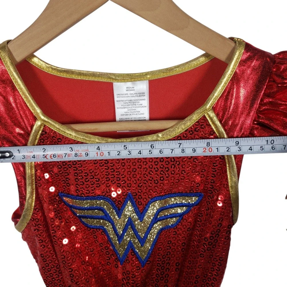 Wonder Woman Dress Up Costume Sparkly Sequin Skirt Girls Size Medium‎ 7-8